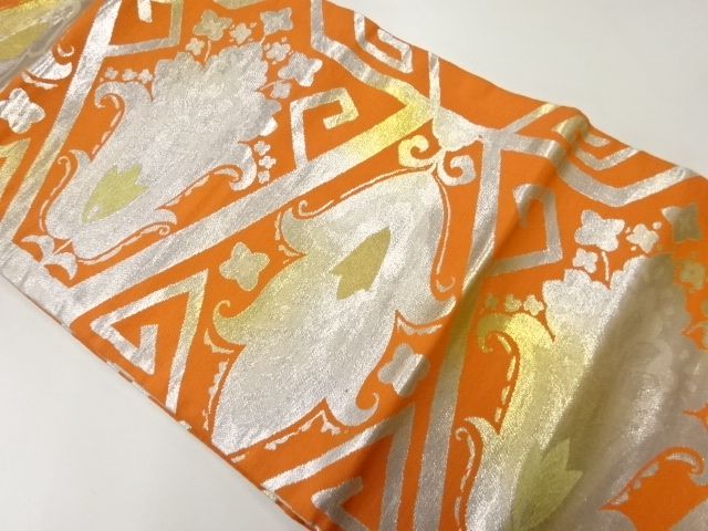 リサイクル　花模様織出し名古屋帯